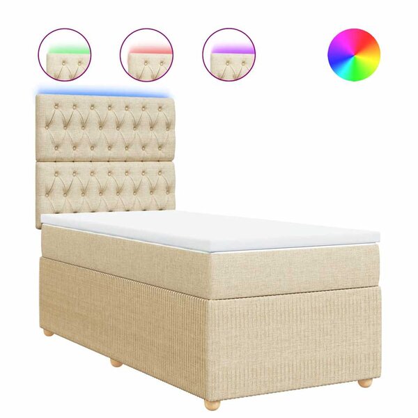 vidaXL Sommier à lattes de lit avec matelas Crème 90x200 cm Tissu