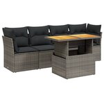 vidaXL Salon de jardin 5 Pièces avec coussins gris résine tressée