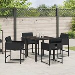 vidaXL Ensemble salle à manger jardin 5 pièces avec coussins Noir Rattan PE