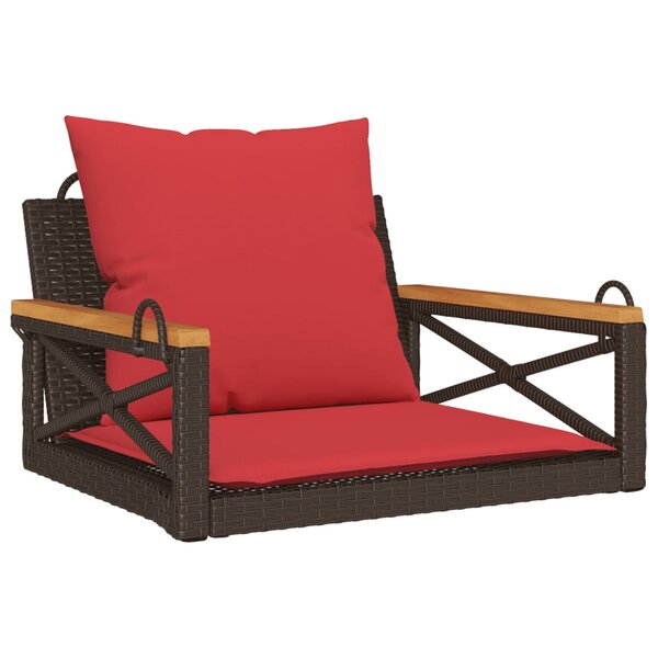 vidaXL Balancelle avec coussins marron 63x62x40 cm résine tressée