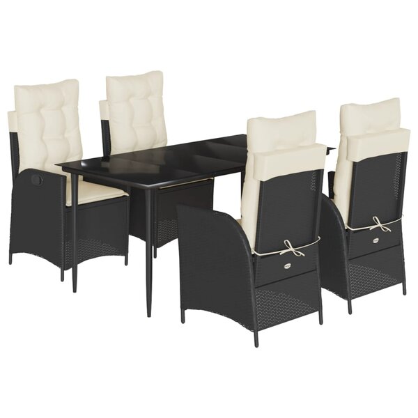 vidaXL Ensemble à manger de jardin coussins 5Pièces Noir Résine tressée