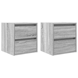 vidaXL Tables de chevet murales 2 Pièces sonoma gris 38x34x40 cm