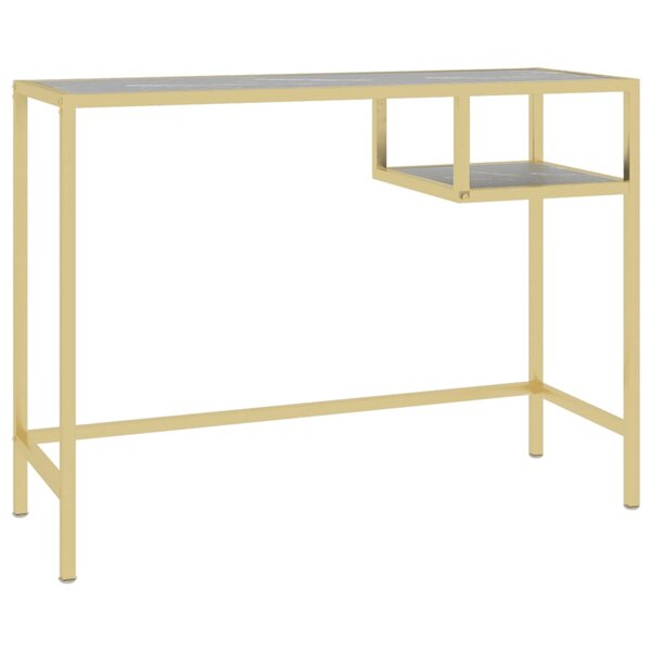 vidaXL Bureau d'ordinateur Marbre noir 100x36x74 cm Verre trempé