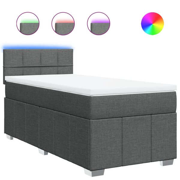 vidaXL Sommier à lattes de lit et matelas Gris foncé 90x190 cm Tissu