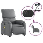 vidaXL Fauteuil de massage inclinable électrique gris similicuir