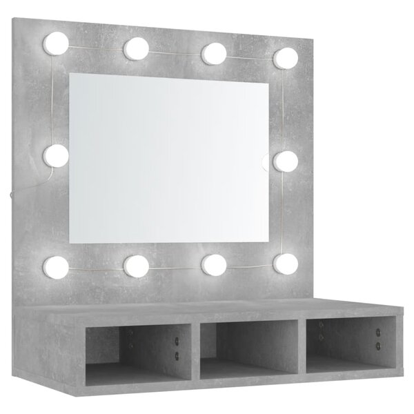 vidaXL Armoire à miroir avec LED Gris béton 60x31 5x62 cm