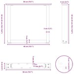 vidaXL Pieds de table basse en U 2 pièces noir 50 x (42-43) cm acier