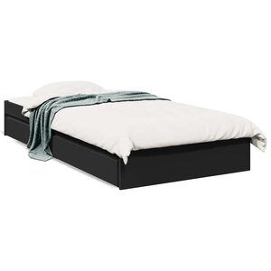 vidaXL Cadre de lit avec tiroirs sans matelas noir 75x190 cm