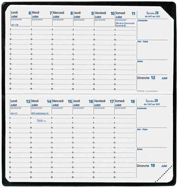 Agenda BI-Planning Couv Plast Grainée noir 8 8 x 17 cm Quovadis