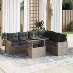 vidaXL Salon de jardin avec coussins 7 Pièces gris résine tressée