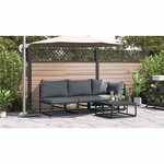 vidaXL Mobilier de jardin avec coussin 3 Pièces Noir Aluminium