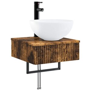 vidaXL Basin de lavage mural Chêne fumé 40 x 41 x 40 5 cm