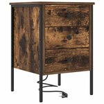 vidaXL Cabinet de chevet avec tiroir 2 Pièces Chêne fumé 42 x 41 x 61 cm