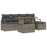 vidaXL Set de canapé de jardin 6 pièces avec coussins gris en poly rattan