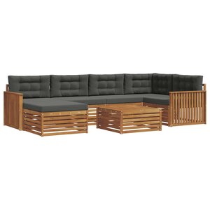 vidaXL Ensemble de canapés d'extérieur 7 pc Naturel et Anthracite