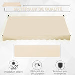 Store banne manuel rétractable 3L x 1 5l m inclinaison et hauteur réglable installation rapide métal alu polyester anti-UV beige