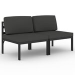 Canapé de jardin meuble extérieur 2 places avec coussins aluminium anthracite 02_0013211