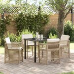 vidaXL Ensemble de salle à manger pour jardin 5 Pièces Beige Poly rotin