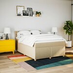 vidaXL Sommier à lattes de lit avec matelas Crème 140x200 cm Tissu