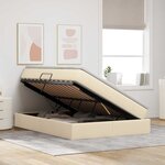 vidaXL Lit avec rangement et matelas Crème 140 x 190 cm Polyester