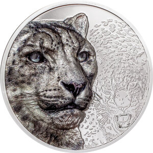 Pièce de monnaie en Argent 2000 Togrog g 93.3 (3 oz) Millésime 2024 Wild Mongolia SNOW LEOPARD (PRÉCOMMANDE)