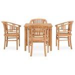 vidaXL Ensemble à manger de jardin 5 Pièces bois de teck solide