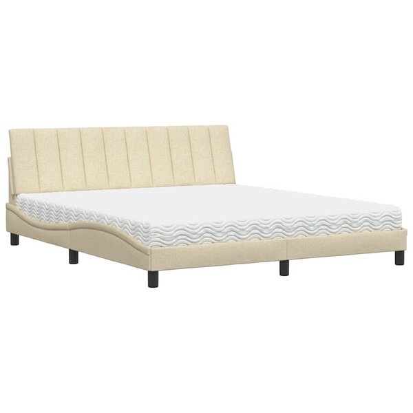 vidaXL Lit avec matelas crème 180x200 cm tissu