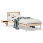 vidaXL Cadre de lit avec tables de chevet Marron Bois massif en pin