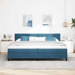 vidaXL Lit à ressort LED avec matelas Bleu foncé 200 x 200 cm Velours