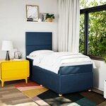 vidaXL Sommier à lattes de lit avec matelas Bleu 100x200 cm Tissu