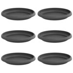 vidaXL Plateau à fleurs rond 6 pc Noir Ø 15 5 x 2 cm Plastique