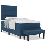 vidaXL Lit avec Box Spring et Matelas & Banc Bleu 90x200 cm Tissu