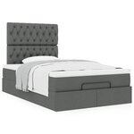 vidaXL Cadre de lit ottoman avec matelas gris foncé 120x200cm tissu