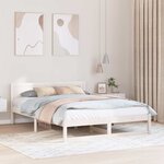 vidaXL Cadre de lit Blanc 140 x 200 cm Bois de pin massif