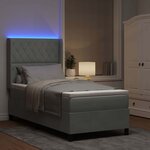 vidaXL Lit à Ressorts avec Matelas LED Gris clair 100 x 200 cm Velours