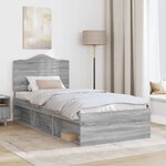vidaXL Cadre de lit Gris Sonoma 90 x 200 cm Pin massif