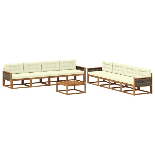 vidaXL Ensemble de canapés d'extérieur 9 Pièces Naturel et Crème