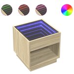 vidaXL Table basse avec LED infini chêne sonoma 50x50x50 cm