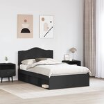 vidaXL Cadre de lit avec tête de lit Noir 120 x 190 cm Pin massif