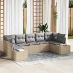 vidaXL Ensemble de canapé de jardin 7 Pièces Beige Poly rotin