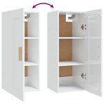 vidaXL Armoire murale Blanc brillant 35x34x90 cm Bois d'ingénierie