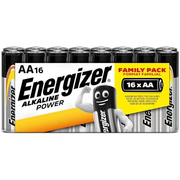Piles Alcalines Energizer Power AA/LR6, pack de 16