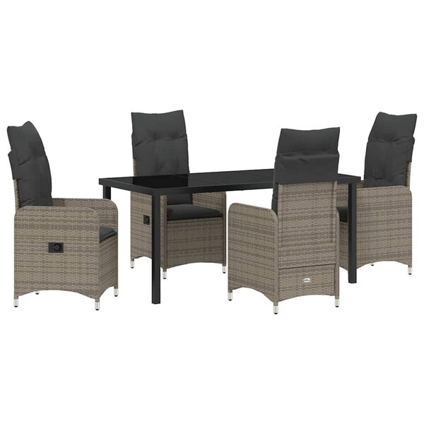 vidaXL Ensemble de salle à manger pour jardin 5 Pièces Gris polyrotin