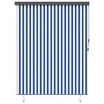 vidaXL Store Roulant Extérieur Manuel Bleu et blanc 220 x 250 cm tissu