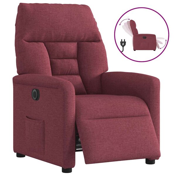 vidaXL Fauteuil inclinable électrique Rouge bordeaux Tissu