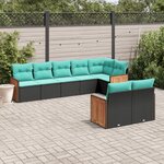 vidaXL Salon de jardin 8 Pièces avec coussins noir résine tressée