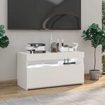 vidaXL Meuble TV avec lumières LED Blanc brillant 75x35x40 cm