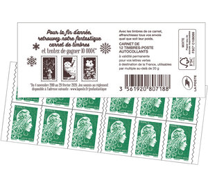 Carnet 12 timbres Marianne l'engagée - Lettre Verte - Carnet Voeux