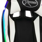 Chaise fauteuil siège pivotante de bureau informatique étude de jeux vidéo avec LED RVB et similicuir blanc 02_0024199
