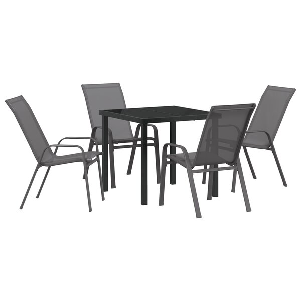 vidaXL Ensemble de salle à manger de jardin 5 pièces - Textilène gris et acier